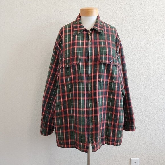 J. Crew Plaid Flannel Trucker Shacket Jacket Heavy Full Zip Collared Field Men L - Picture 2 of 11
